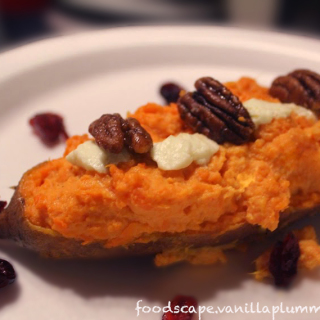 twice baked sweet potatoes with chèvre